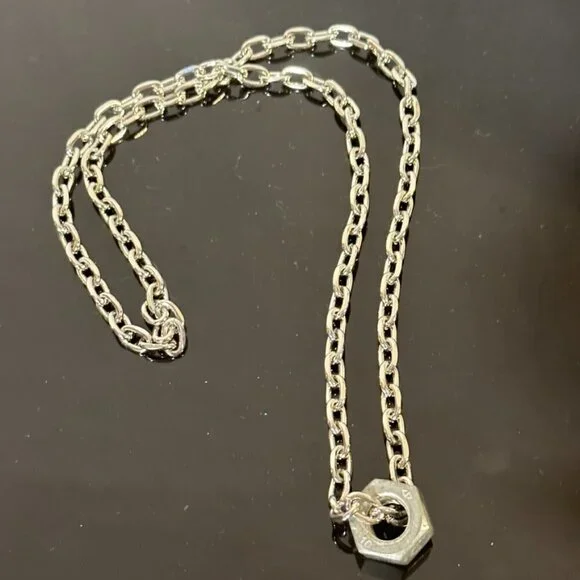 Silver Stainless Steel Strand Necklace Punk Rock Modern Gift Nuts Grunge - Picture 5 of 5